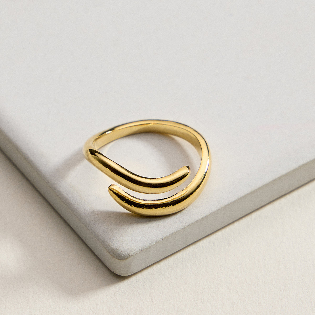 Minimalist Open Wave Ring – Gold Filled Adjustable Ring