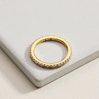 14K Gold Plated CZ Eternity Band Ring – Dainty Stackable Diamond Look Ring – Made in Korea