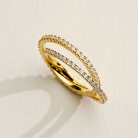 Gold Filled CZ Eternity Band Ring – Dainty Stackable Diamond Double Pave Band Ring – Made in Korea