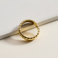 Gold Filled Twisted Rope Band Ring – Vintage Textured Statement Ring – Made in Korea