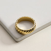 Gold Filled Twisted Rope Band Ring – Vintage Textured Statement Ring – Made in Korea