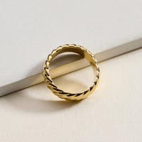 Gold Filled Twisted Rope Band Ring – Vintage Textured Statement Ring – Made in Korea
