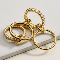 Gold Filled CZ Interlocking Ring Set – Multi Ring Stack Statement Band – Made in Korea