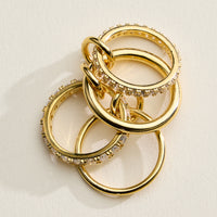 Gold Filled CZ Interlocking Ring Set – Multi Ring Stack Statement Band – Made in Korea