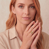 18K Gold Filled CZ Interlocking Ring Set – Multi Ring Stack Statement Band – Made in Korea