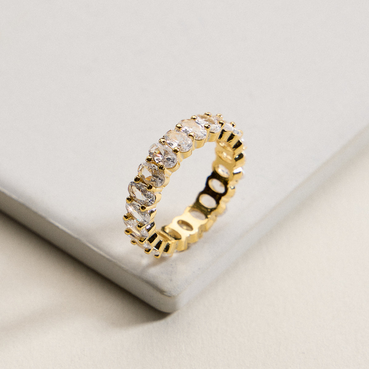 Gold Filled Oval CZ Eternity Band – Full Eternity Statement Ring – Made in Korea