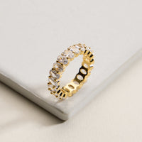 Gold Filled Oval CZ Eternity Band – Full Eternity Statement Ring – Made in Korea
