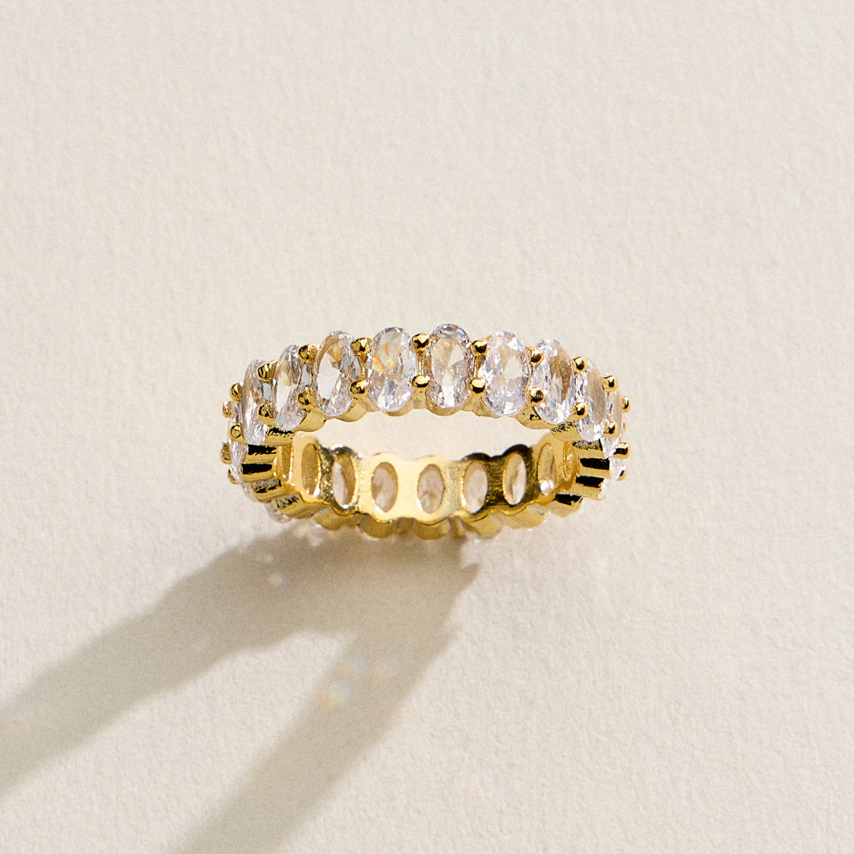 Gold Filled Oval CZ Eternity Band – Full Eternity Statement Ring – Made in Korea