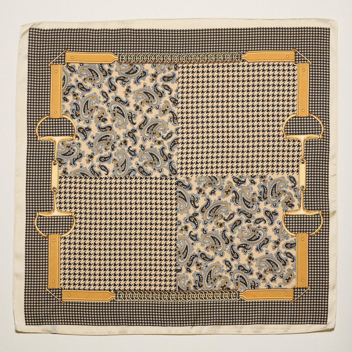 Vintage Chain & Paisley Print Square Scarf