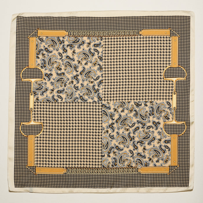 Vintage Chain & Paisley Print Square Scarf