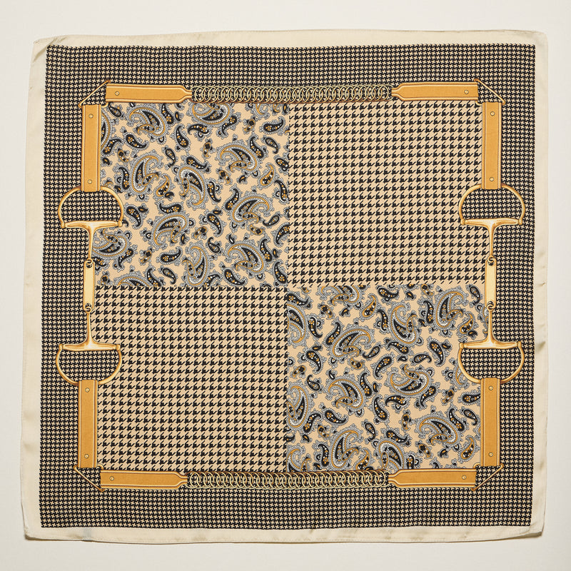 Vintage Chain & Paisley Print Square Scarf