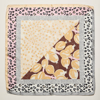 Patchwork Leopard & Floral Square Scarf – Satin Feel Fashion Neck, Hair & Bag Scarf