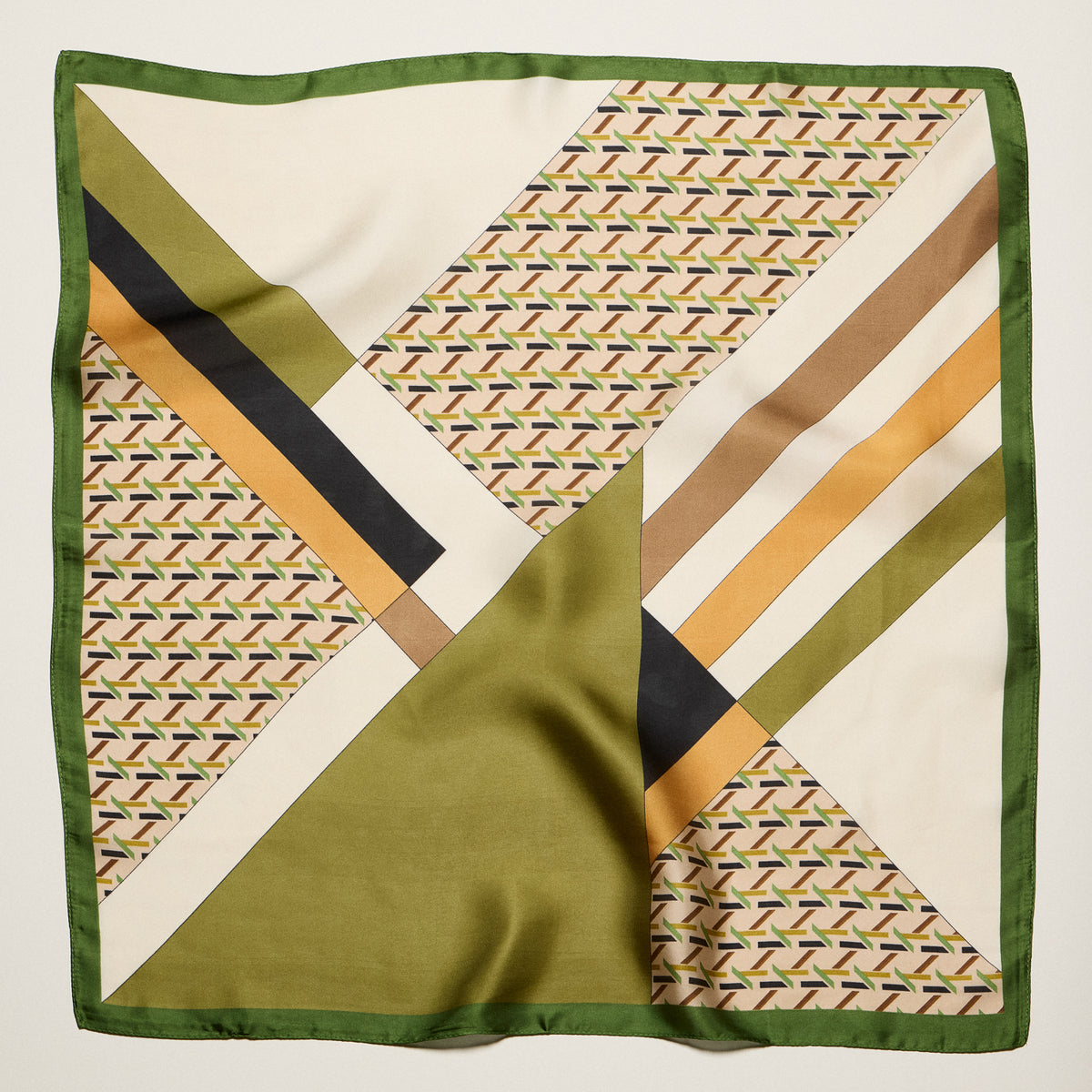 Geometric Square Scarf – Modern Abstract Print with Contrast Border