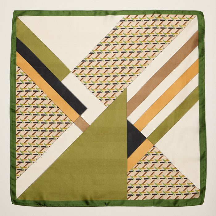 Geometric Square Scarf – Modern Abstract Print with Contrast Border