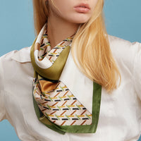 Geometric Square Scarf – Modern Abstract Print with Contrast Border