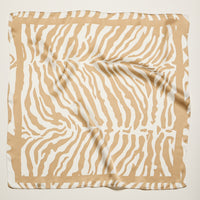 Zebra Print Square Scarf – Neutral Animal Pattern Silk-Feel Fashion Scarf