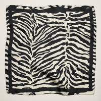 Zebra Print Square Scarf – Neutral Animal Pattern Silk-Feel Fashion Scarf
