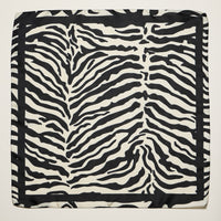 Zebra Print Square Scarf – Neutral Animal Pattern Silk-Feel Fashion Scarf