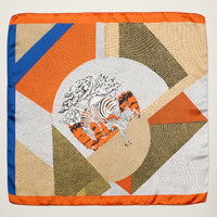 Geometric Zebra Square Scarf – Safari Animal Art Print Silk-Feel Statement Scarf