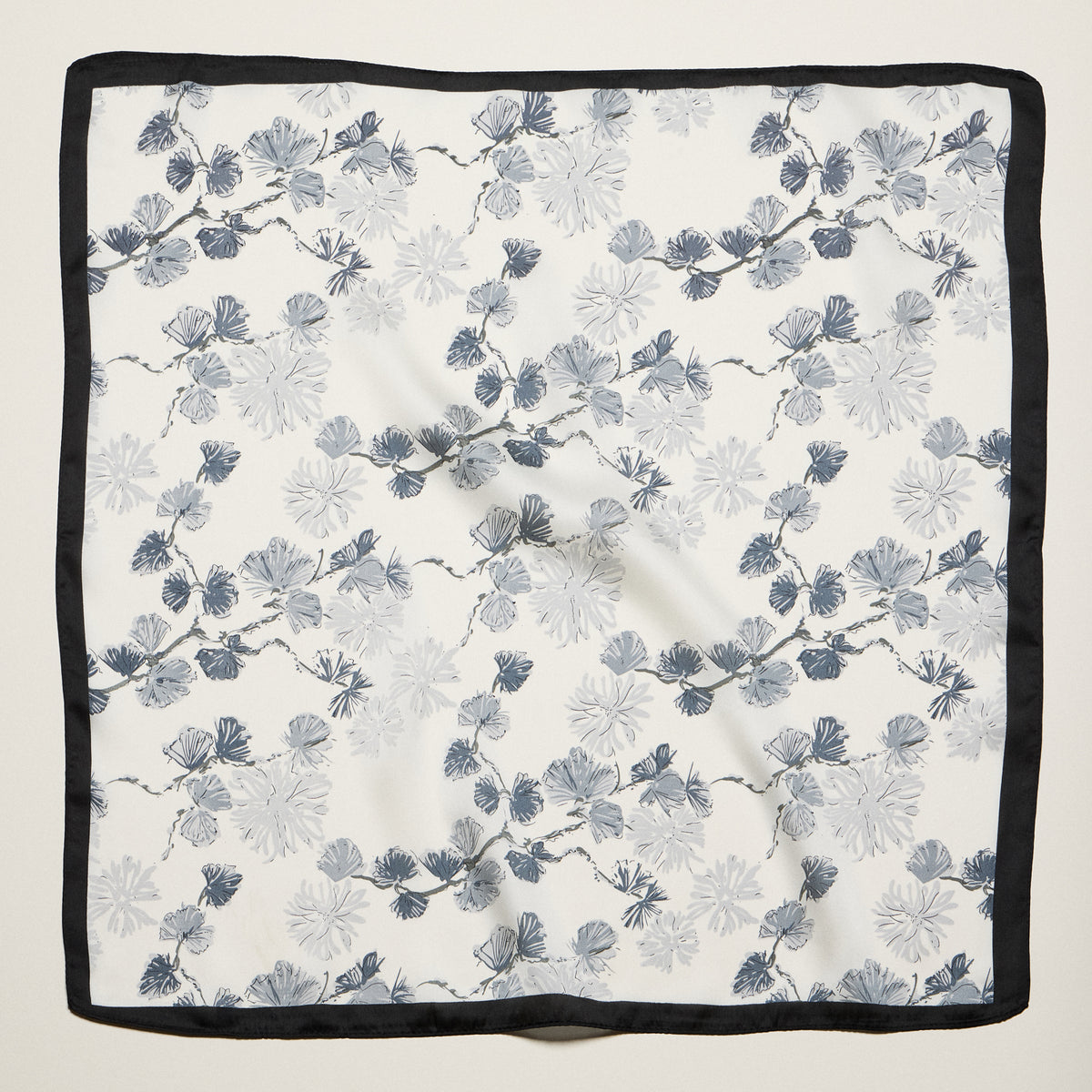 Delicate Floral Branch Square Scarf – Soft Botanical Print Silk-Feel Scarf
