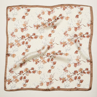 Delicate Floral Branch Square Scarf – Soft Botanical Print Silk-Feel Scarf