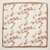 Delicate Floral Branch Square Scarf – Soft Botanical Print Silk-Feel Scarf