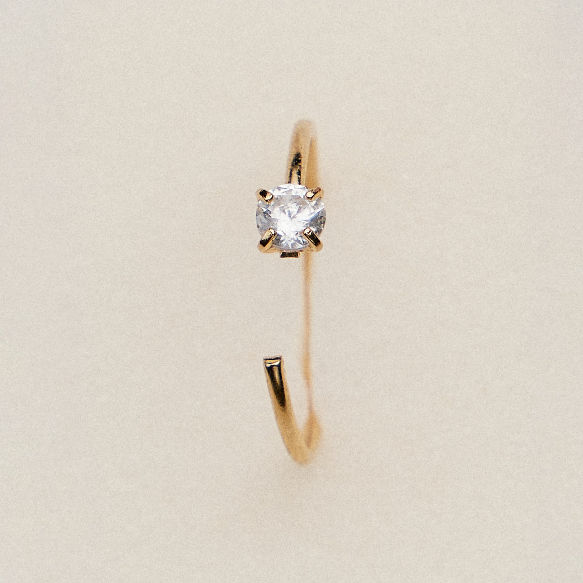 CZ Solitaire Open Hoop Nose Ring