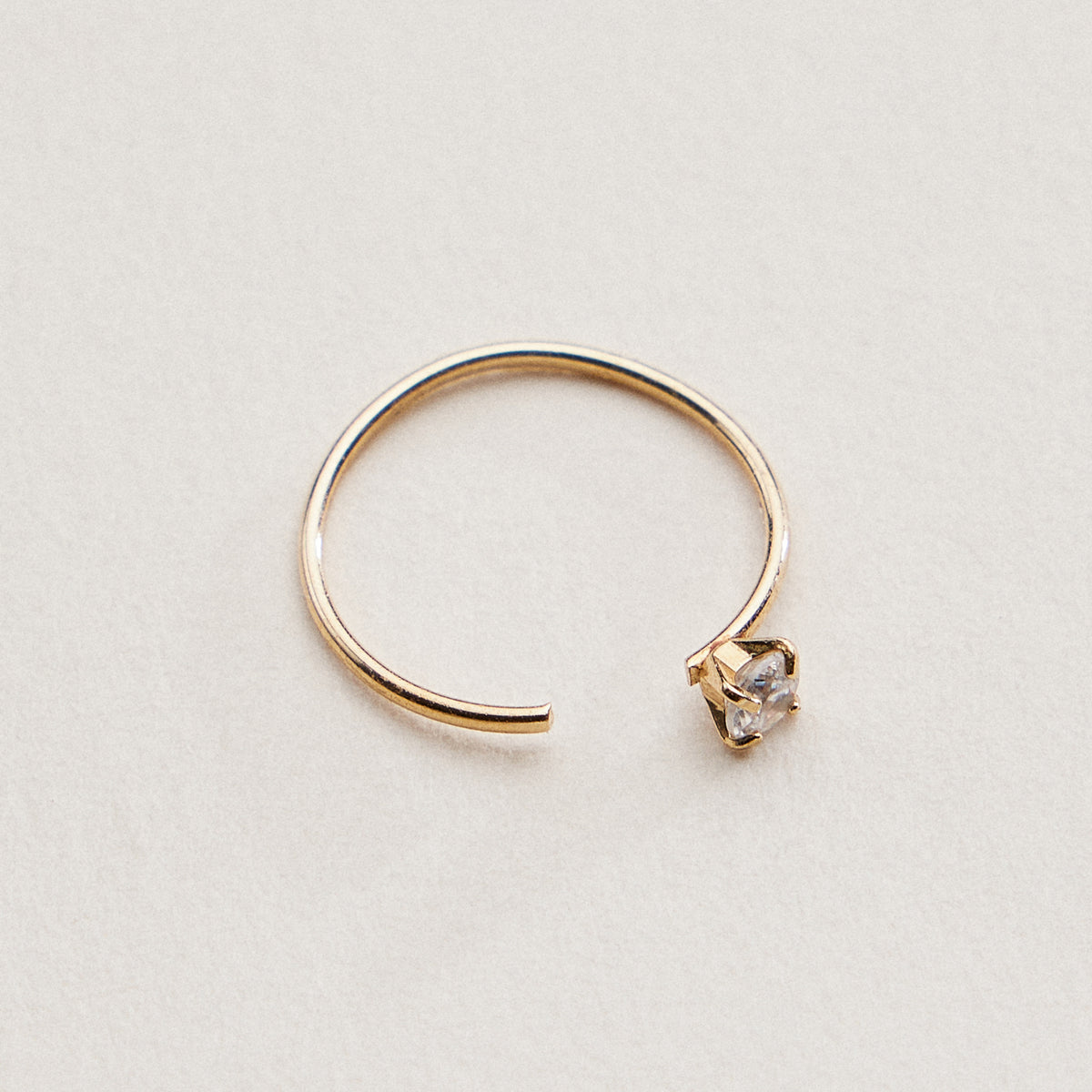CZ Solitaire Open Hoop Nose Ring