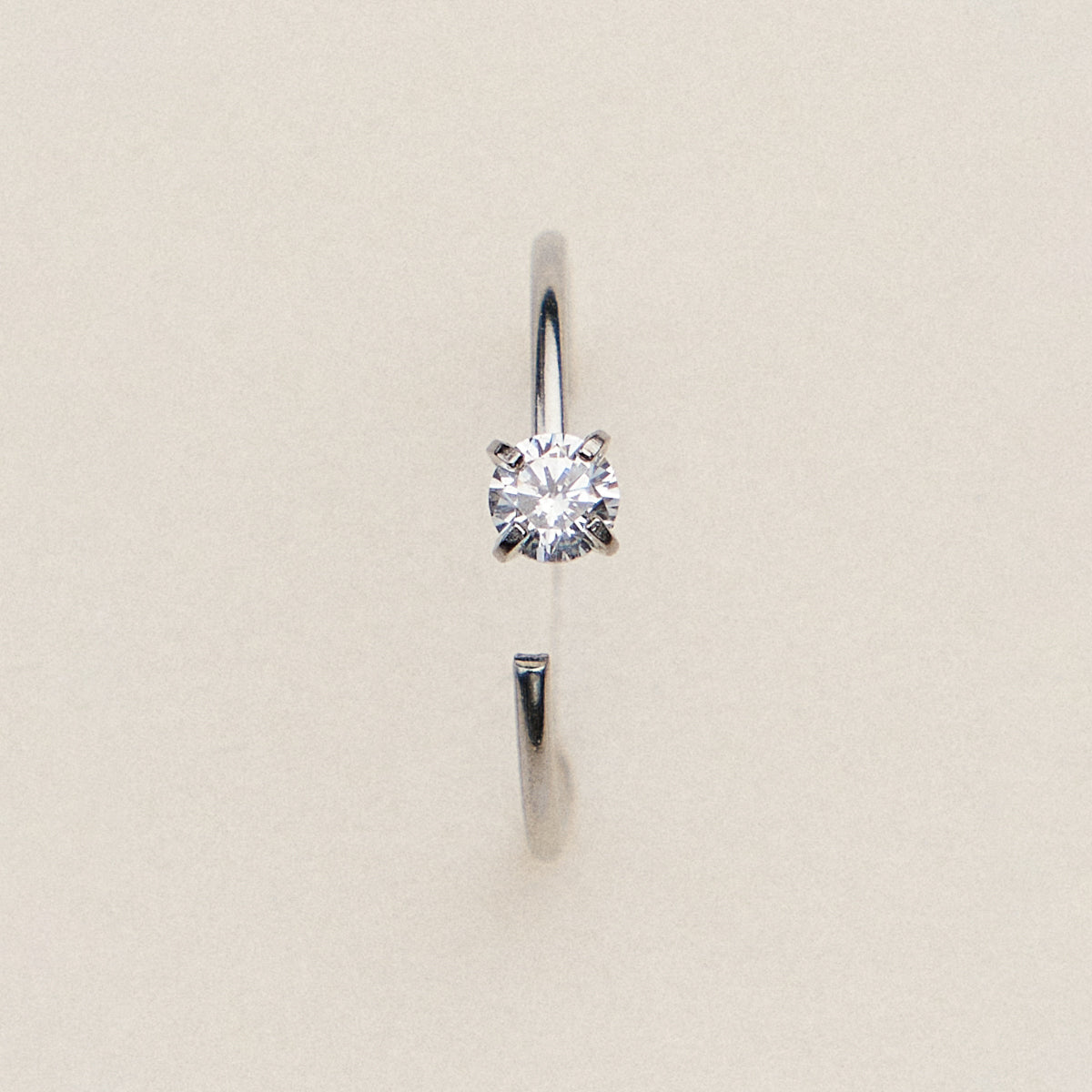 CZ Solitaire Open Hoop Nose Ring