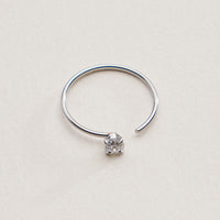 CZ Solitaire Open Hoop Nose Ring