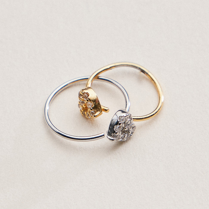 CZ Heart Cluster Open Hoop Nose Ring