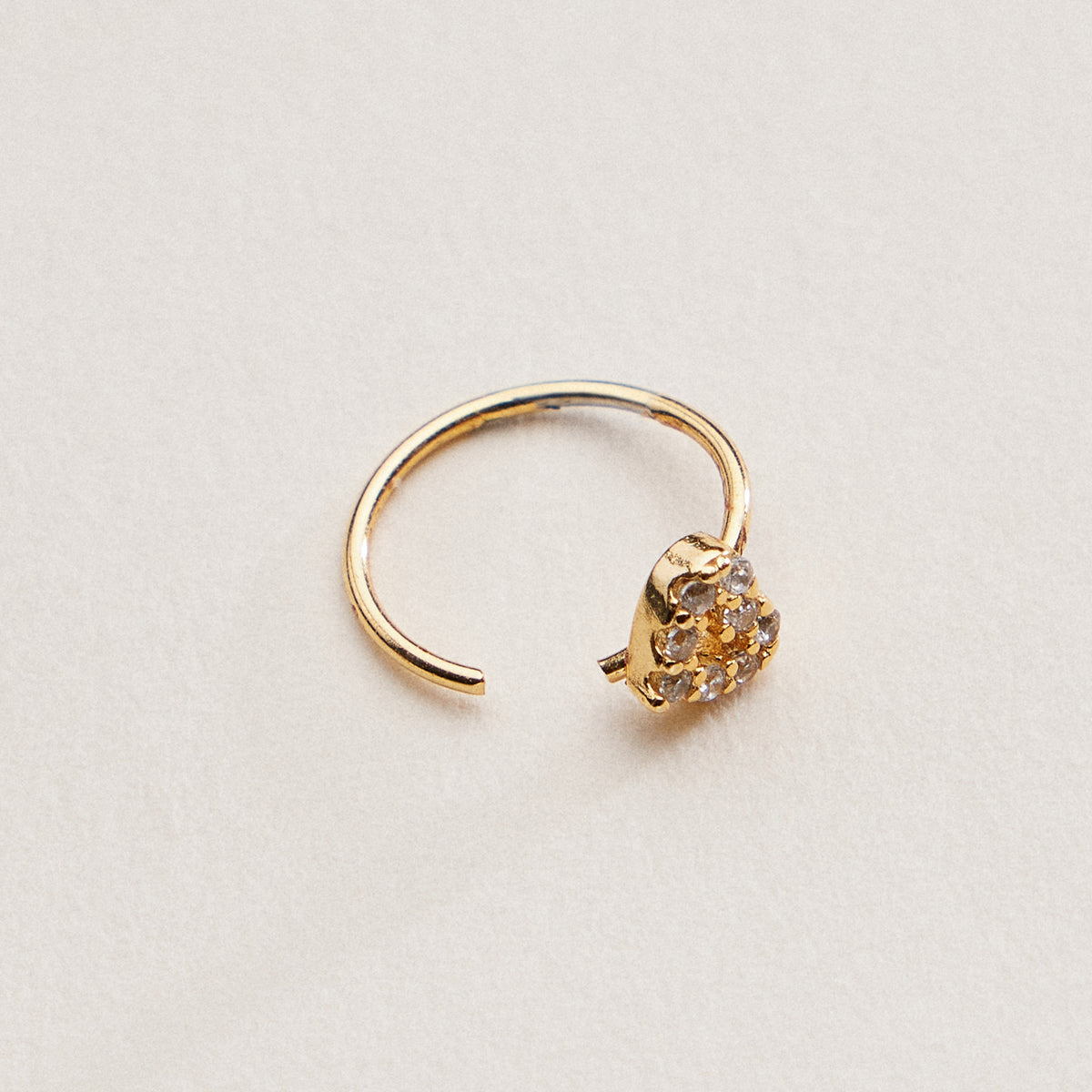 CZ Heart Cluster Open Hoop Nose Ring