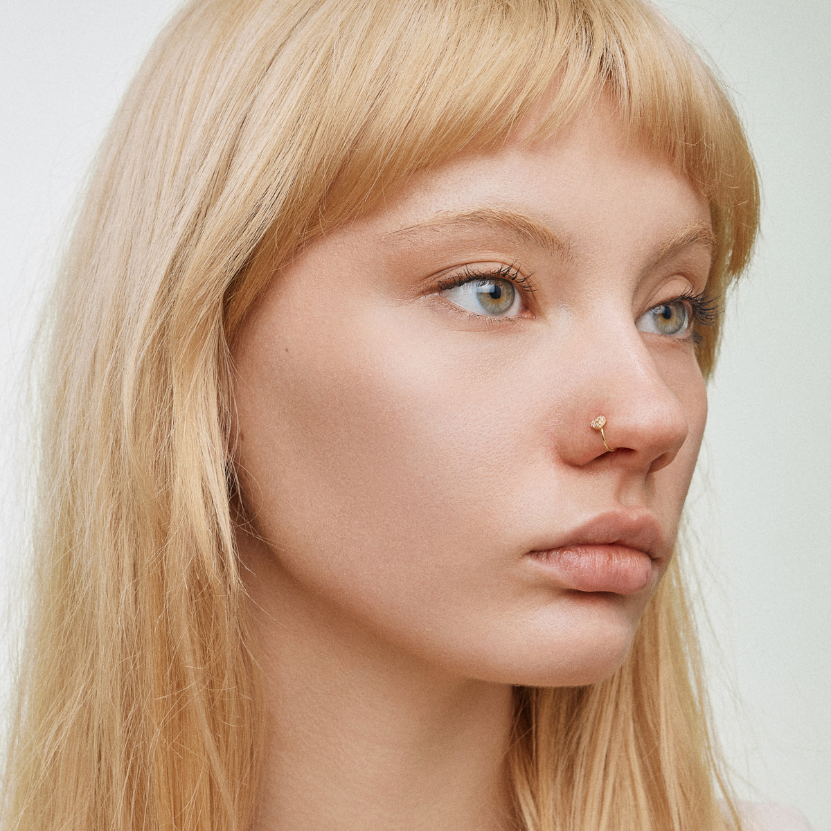 CZ Heart Cluster Open Hoop Nose Ring