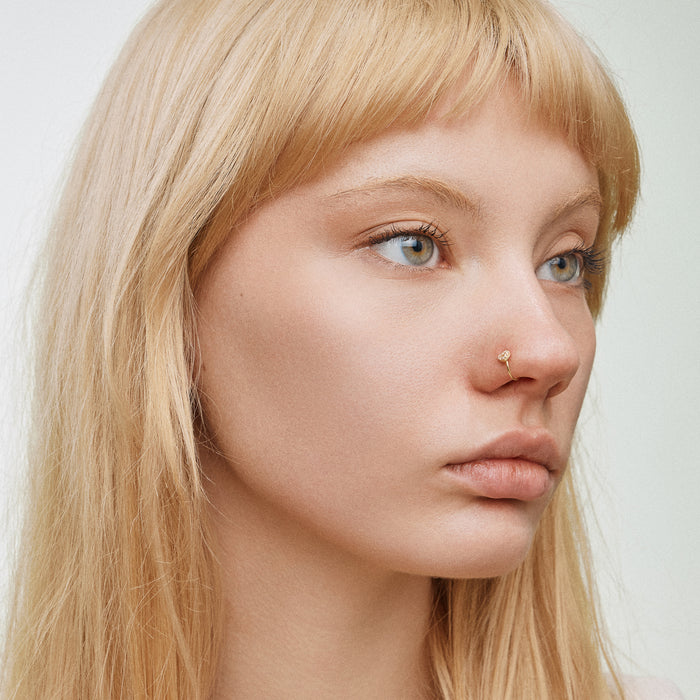 CZ Heart Cluster Open Hoop Nose Ring