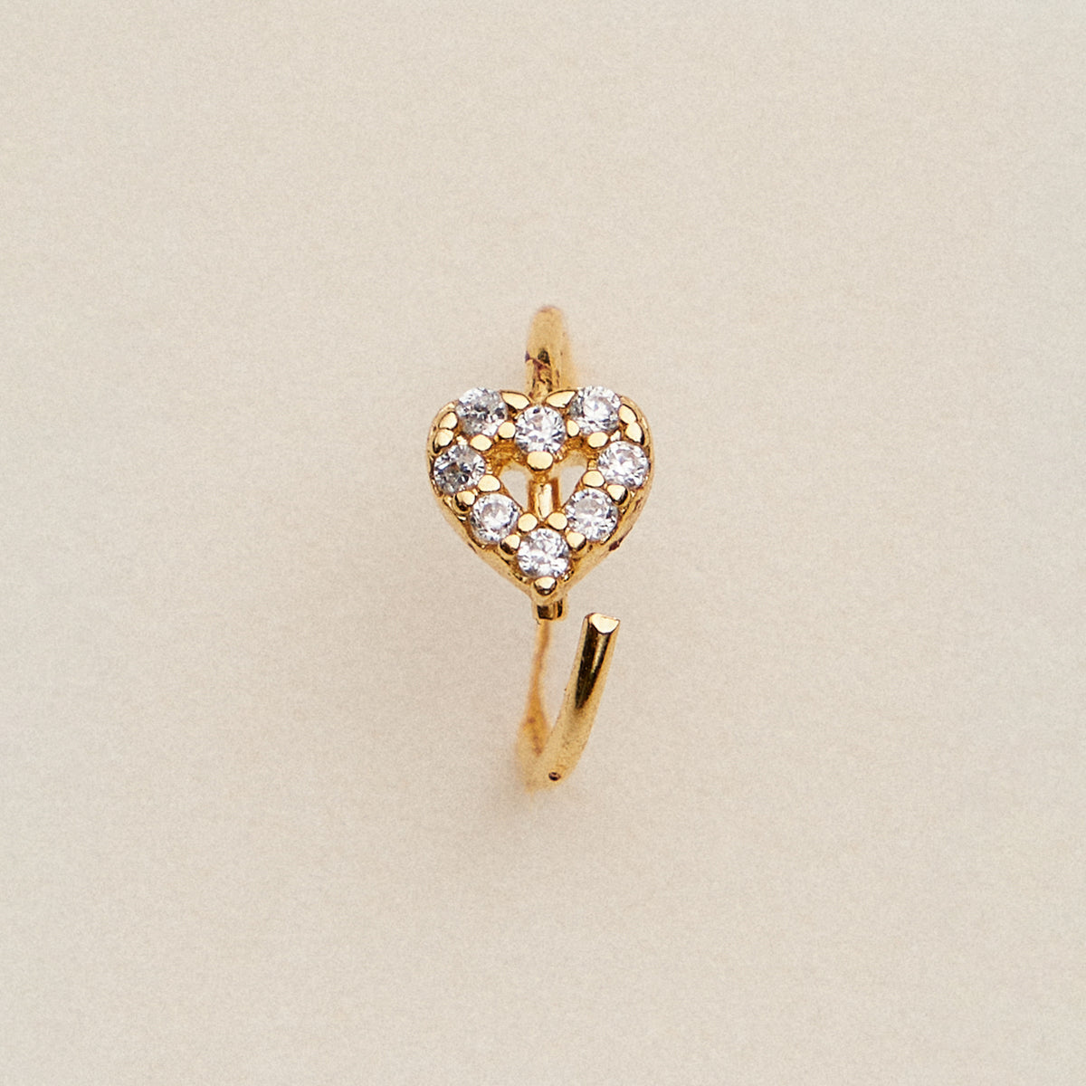 CZ Heart Cluster Open Hoop Nose Ring