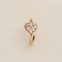 CZ Heart Cluster Open Hoop Nose Ring
