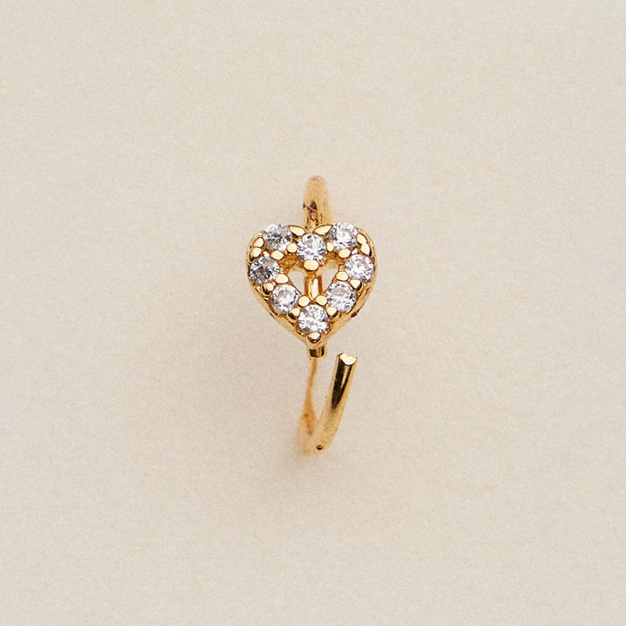 Stainless Steel CZ Flower Nose Hoop Ring I Hypoallergic Jewelry