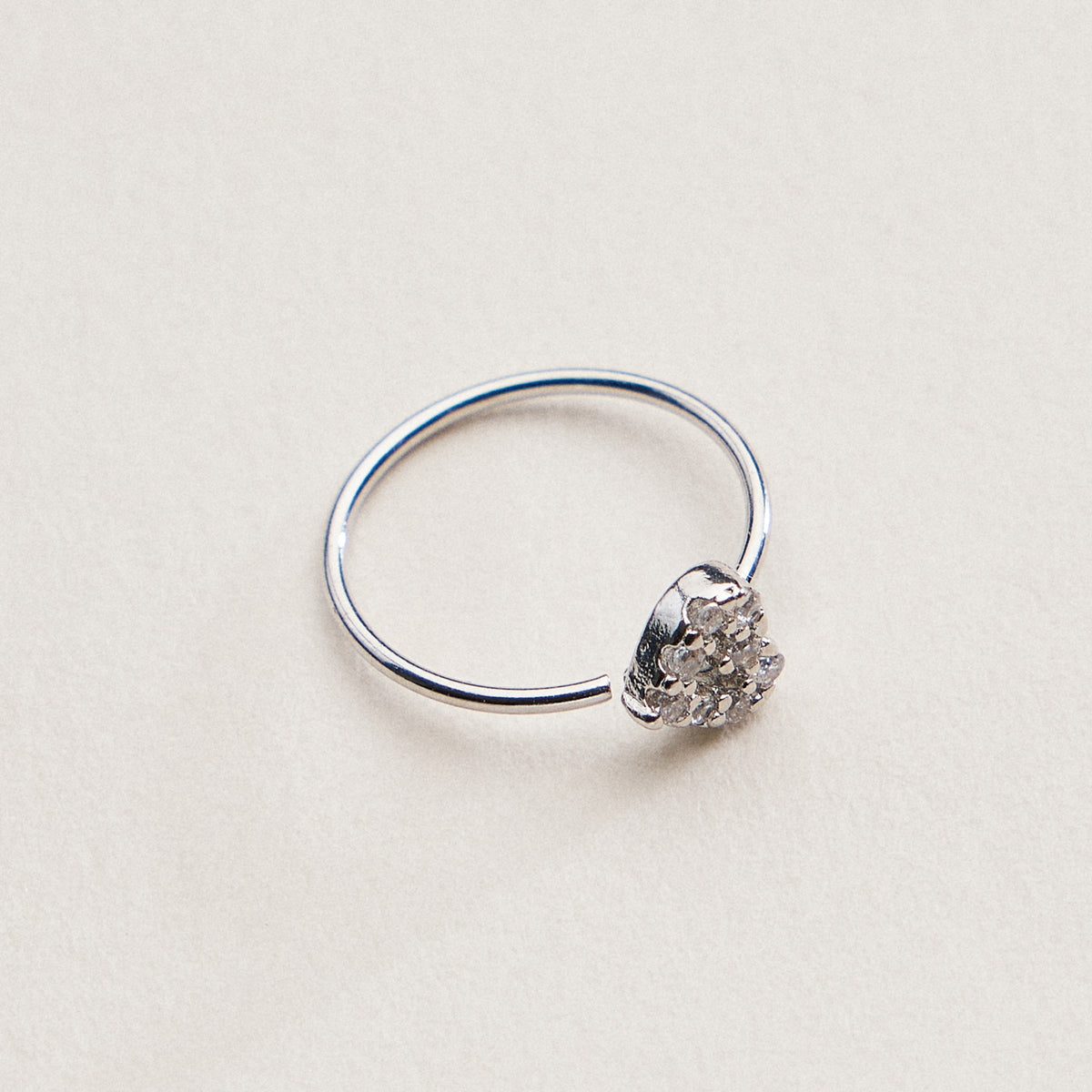 CZ Heart Cluster Open Hoop Nose Ring