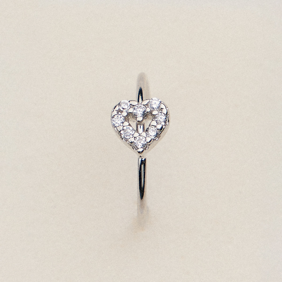 CZ Heart Cluster Open Hoop Nose Ring