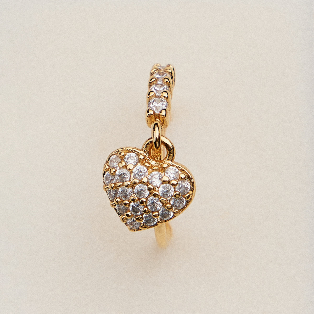 CZ Pave Heart Charm Hinged Nose Ring