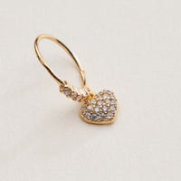 CZ Pave Heart Charm Hinged Nose Ring