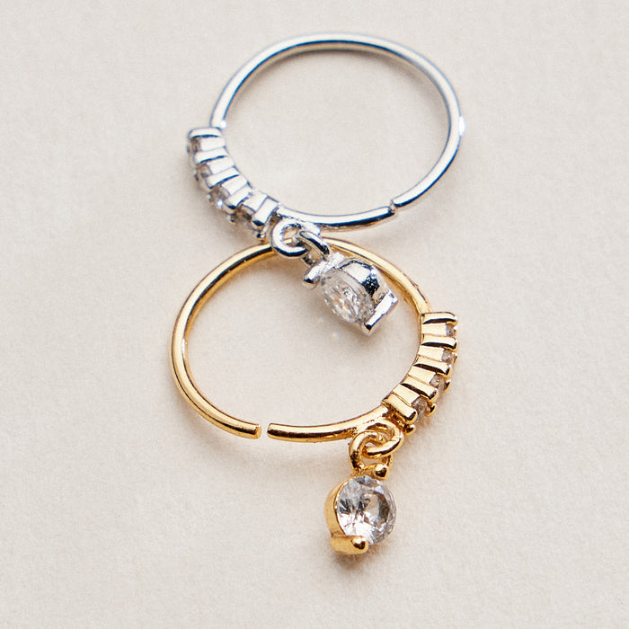 CZ Drop Charm Hinged Nose Ring