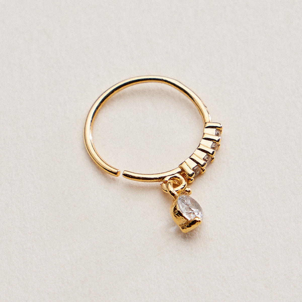 CZ Drop Charm Hinged Nose Ring