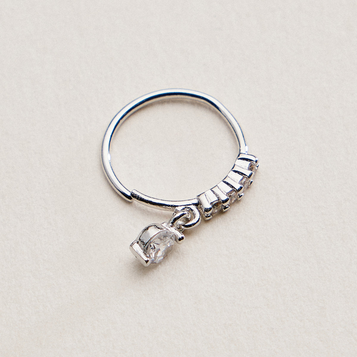 CZ Drop Charm Hinged Nose Ring