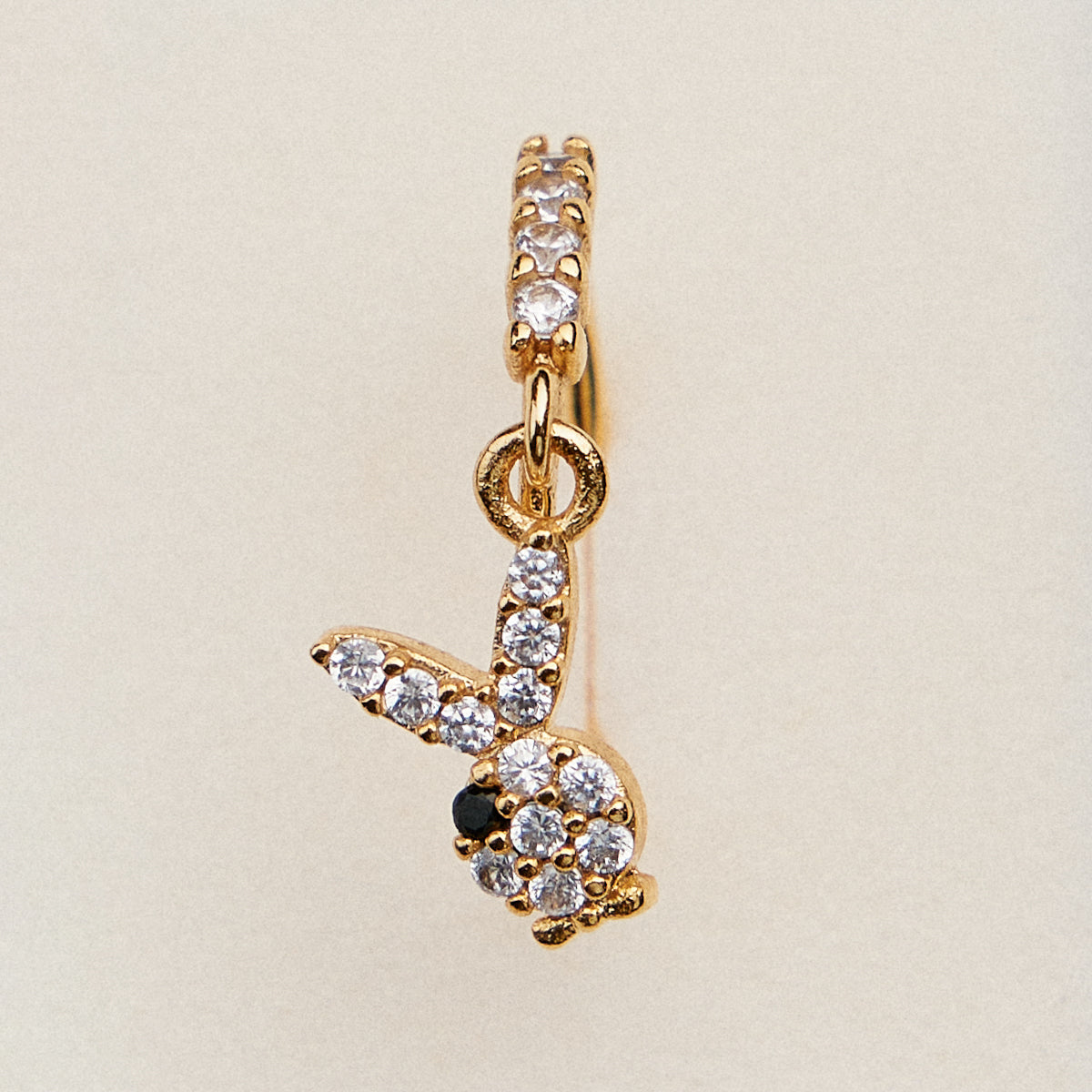 CZ Pavé Bunny Charm Hinged Nose Ring