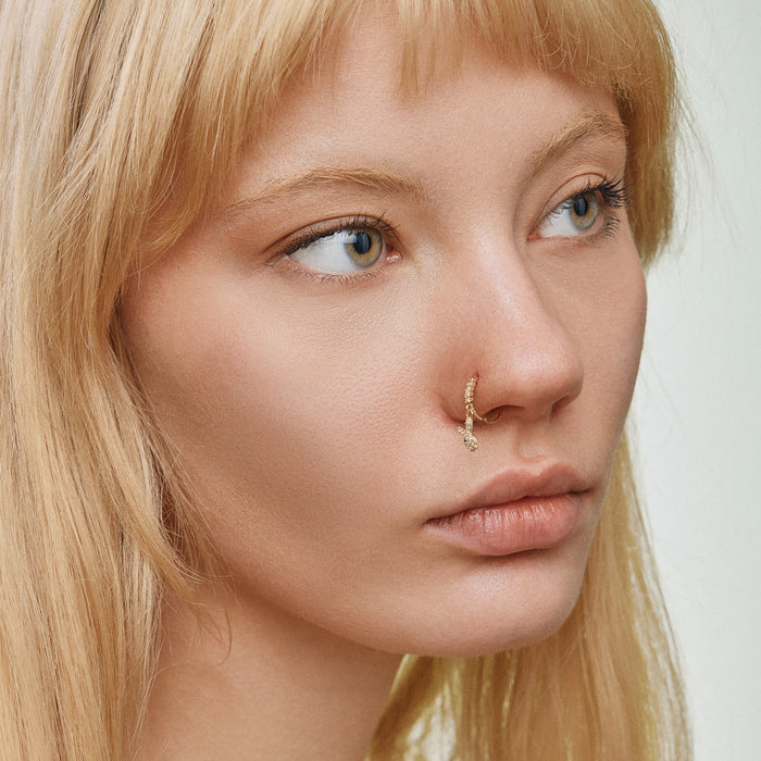 CZ Pavé Bunny Charm Hinged Nose Ring