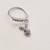CZ Pavé Bunny Charm Hinged Nose Ring