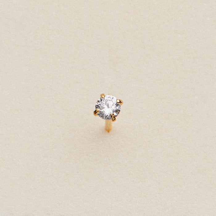 Stainless Steel CZ Solitaire Nose Stud | Hypoallergic Jewelry