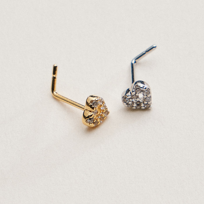 Pavé Heart CZ Nose Stud