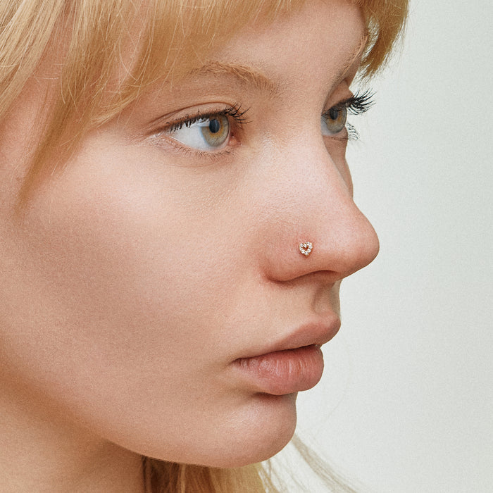 Pavé Heart CZ Nose Stud